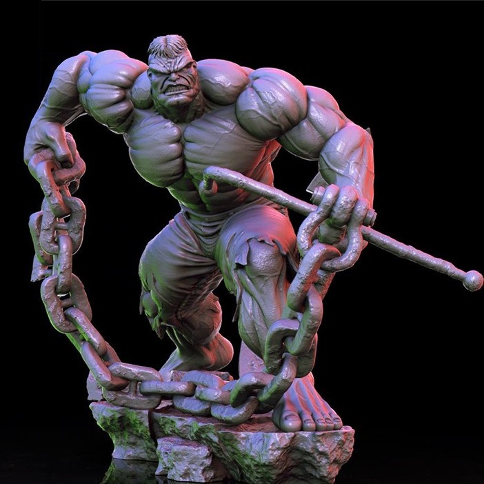 Hulk绿巨人全身场景3D打印模型