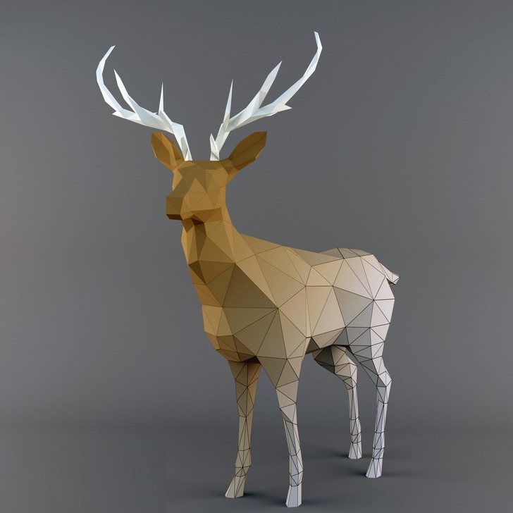 鹿块面几何结构DeerLowPoly