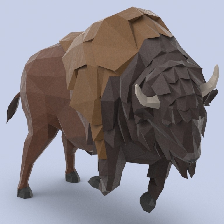 水牛/牦牛2 Buffalo 几何面块3D打印