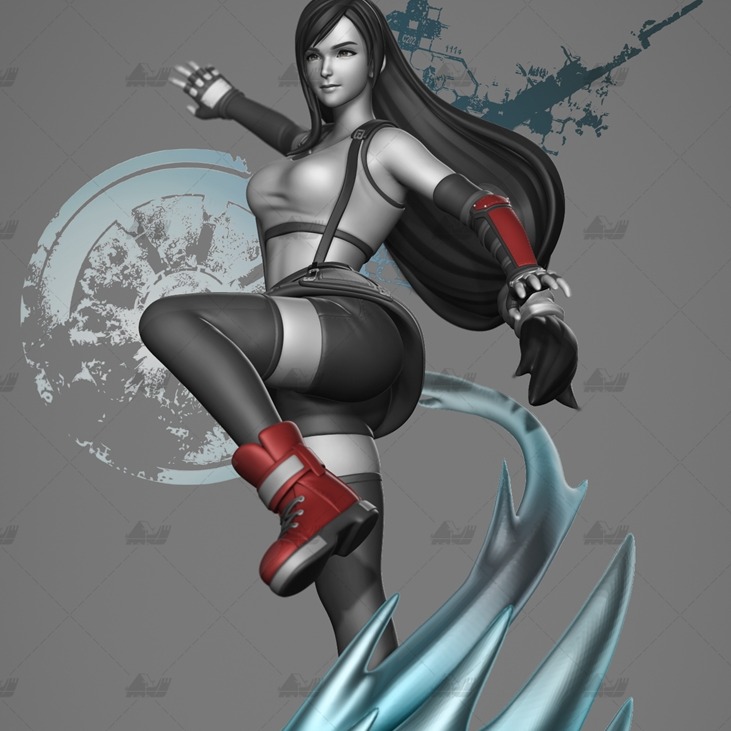 Tifa蒂法最终幻想[文件白胚]3D打印模型数据stl人物手办