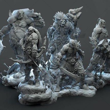 兽人套餐战旗小比例[文件白胚]3D打印模型数据stl人物