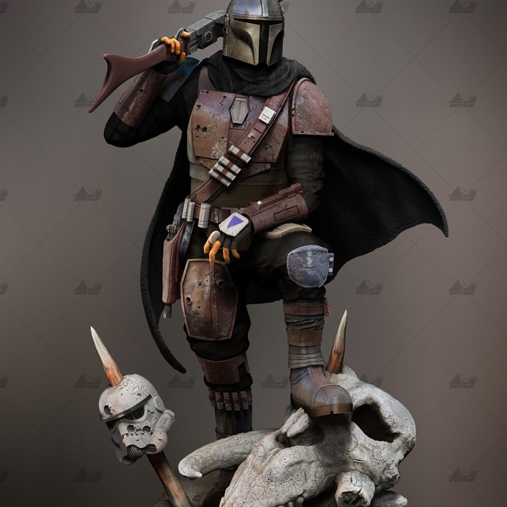 曼达洛人[文件白胚]3D打印模型数据stl人物手办