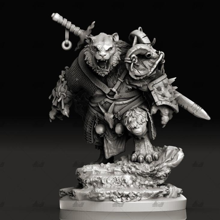 猛虎战士[文件白胚]3D打印模型数据stl人物手办