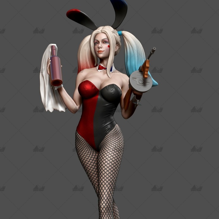 小丑女可爱版3D打印模型stl数据文件白胚人物手办