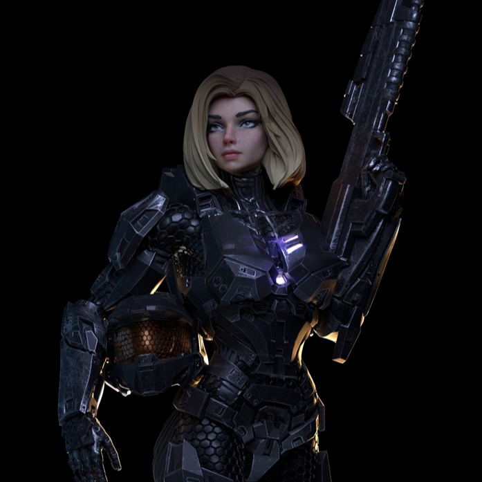 女士官长-光环游戏3D打印模型数据stl人物手办