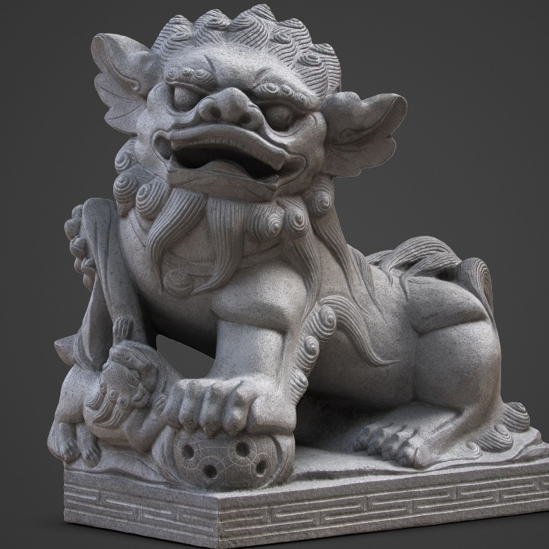石狮 对狮 3D打印模型 2