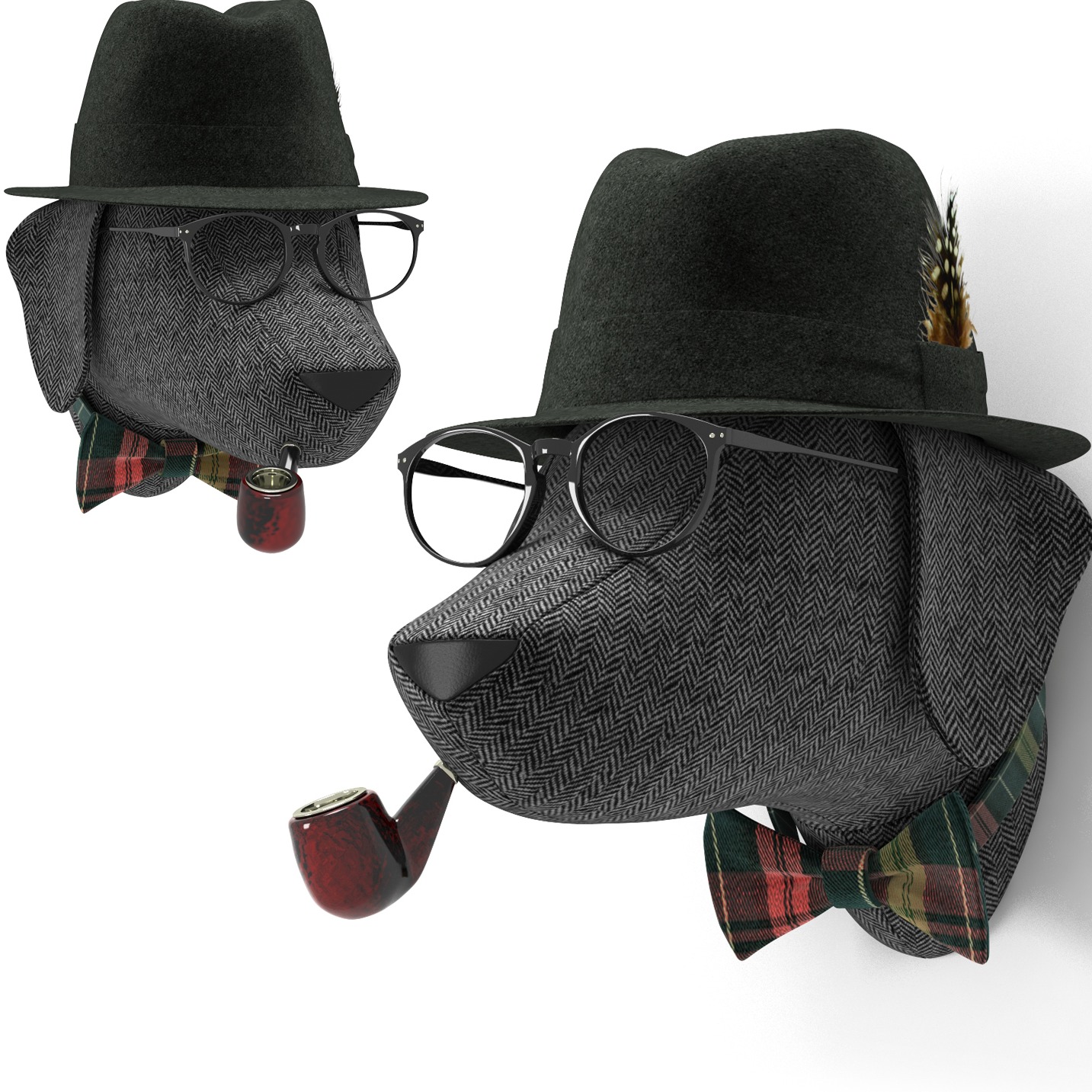 狗头 墙壁装饰 3D模型