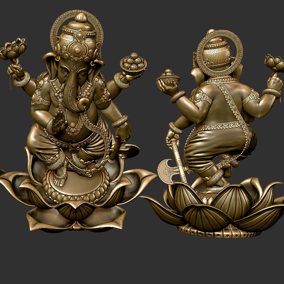 印度神话象神甘尼许(Ganesh)3D打印模型