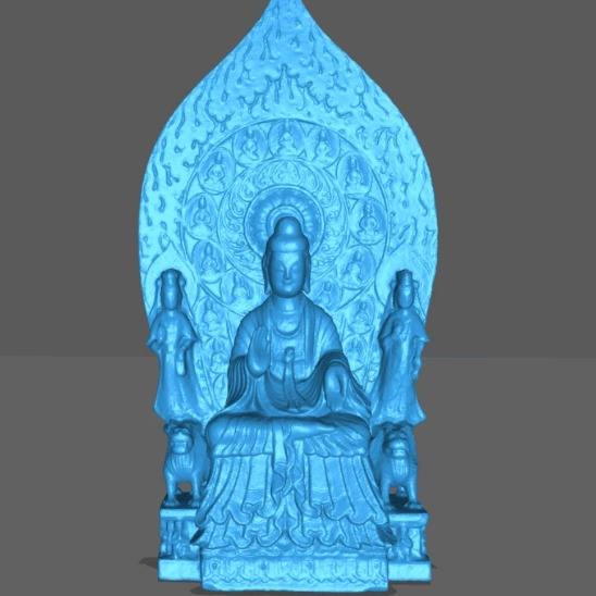 3D模型-佛三尊造像碑3D打印模型