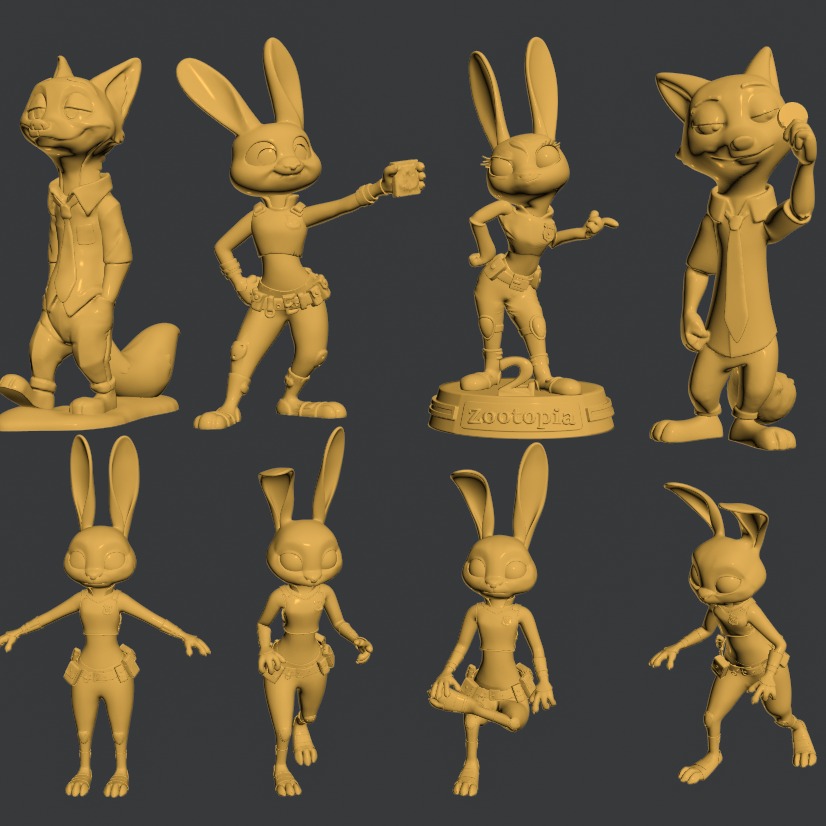 疯狂动物城兔朱迪狐狸尼克 3D模型