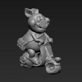 3D模型-卡通猪骑摩托